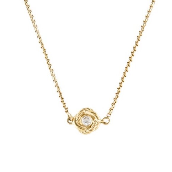 DAVID YURMAN 18K 750 YELLOW GOLD DIAMOND PETITE INFINITY STATION NECKLACE - Picture 7 of 9